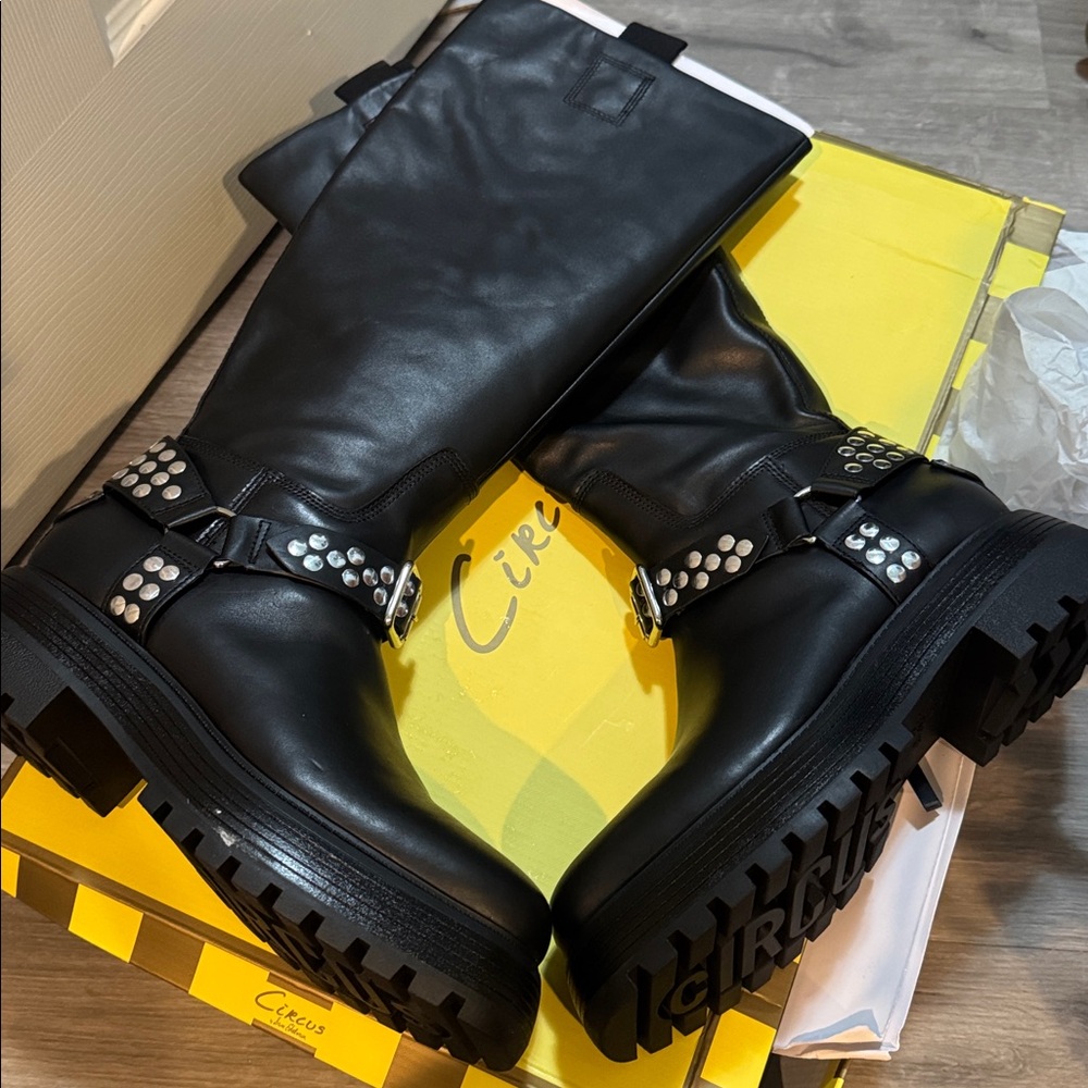 Circus by Sam Edelman. 9.5. New in box Hayes Metal Black moto harness  boots